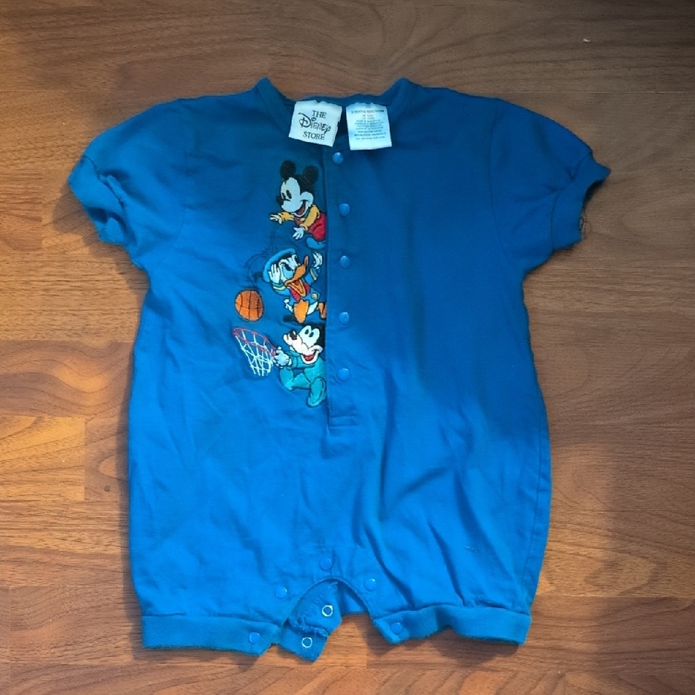 VINTAGE Disney Blue Romper with Mickey and Friends